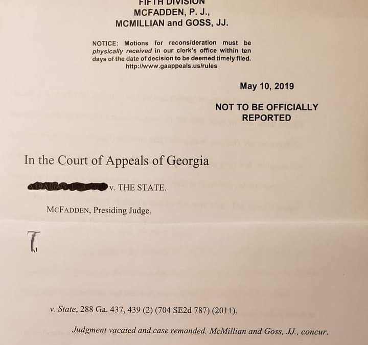 Appellate Case Remanded to Trial Court, May 2019