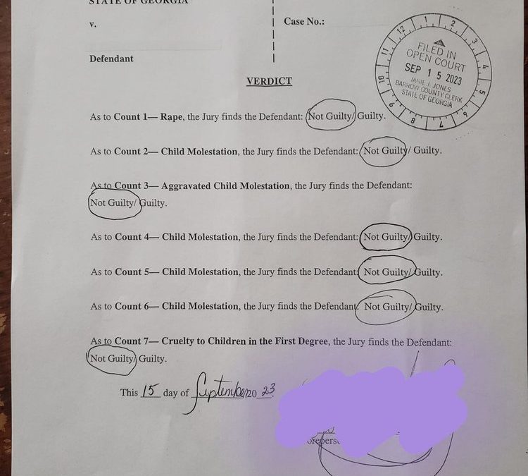 Not Guilty All Counts in Rape Case, September 2023